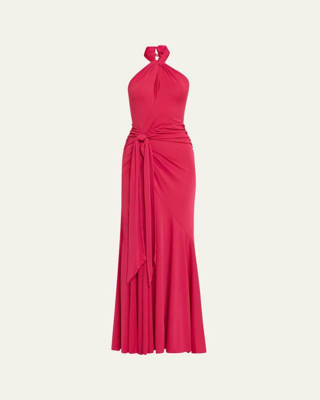 Gulliame Jersey Halter-Neck Gown